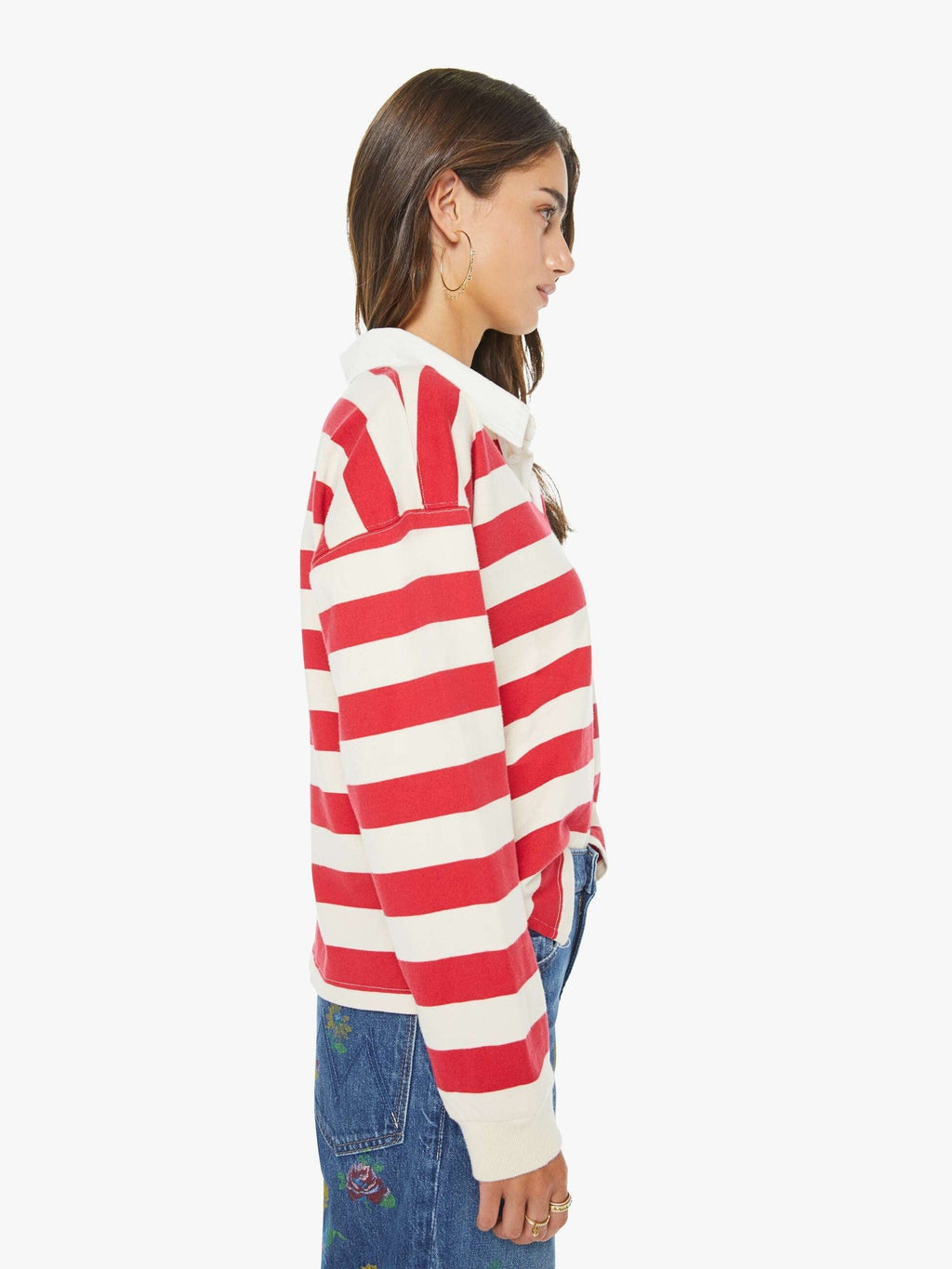 Mother Denim The Boxy Match Tango Red And Cream
