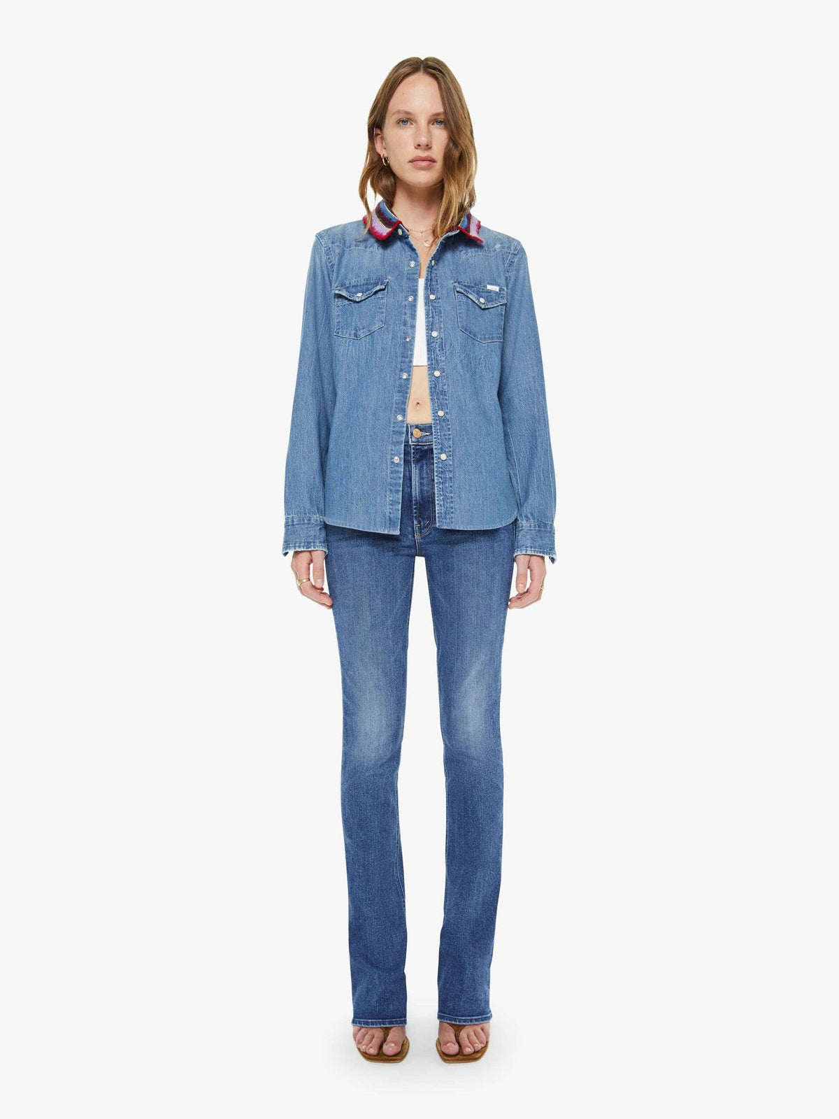 Mother Denim The Mid Rise Lasso Heel Knick Knack Paddy Whack
