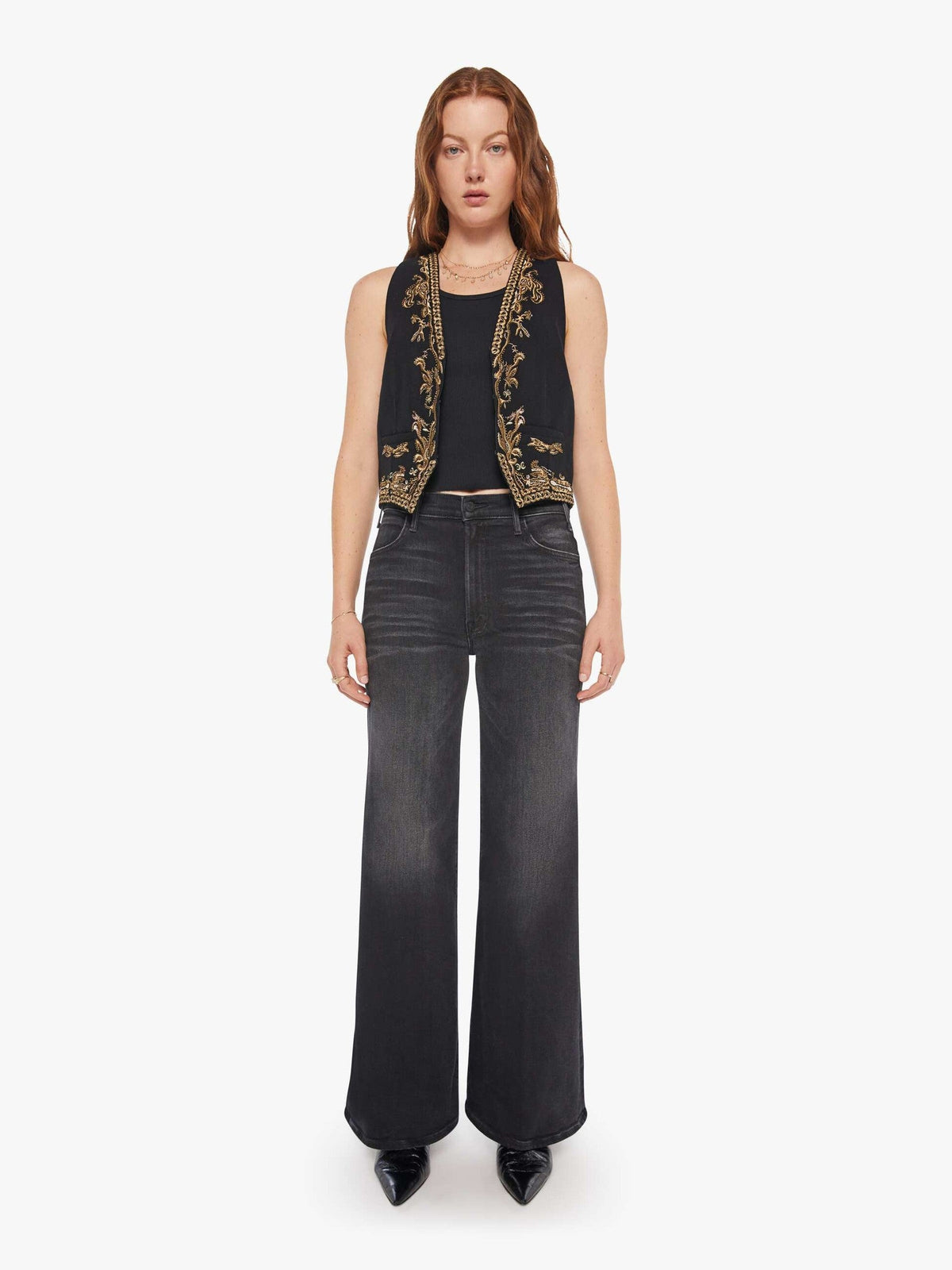 Mother Denim Maria Cher Selena Vest Black