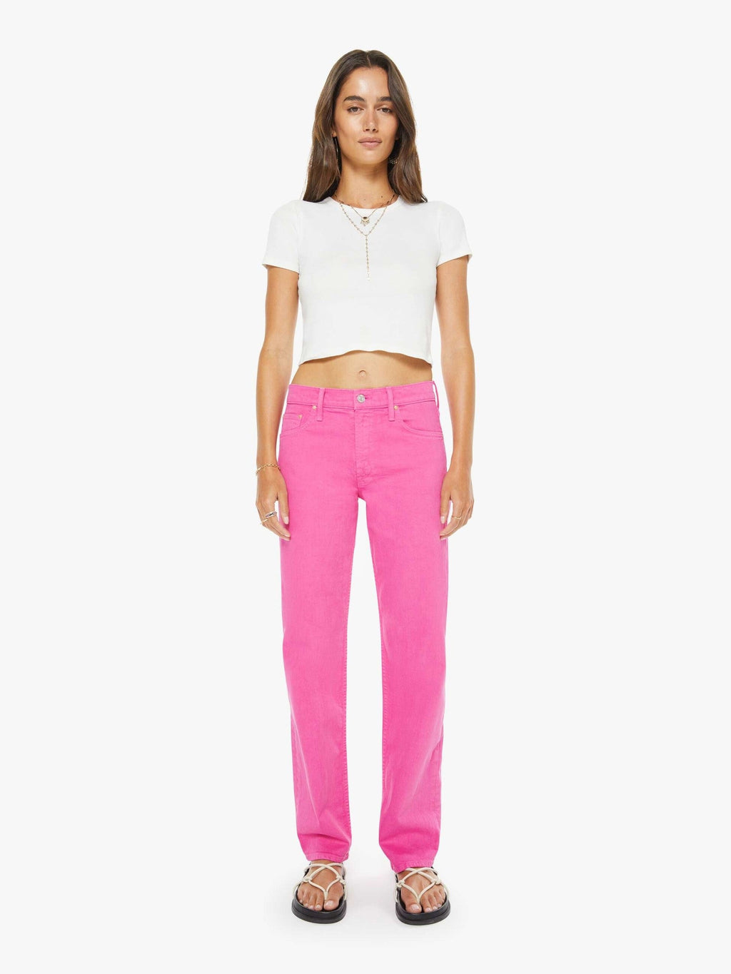 Mother Denim The Newbie Skimp Shocking Pink