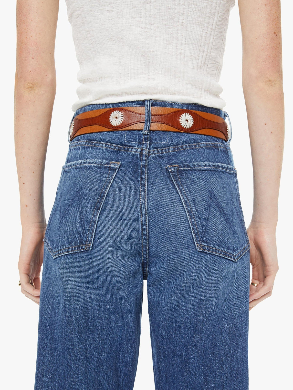 Mother Denim The 2 Tone Leather Belt Natural And Cognac