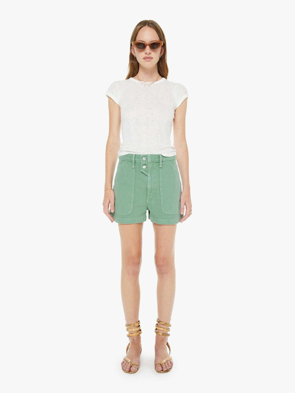 Mother Denim The Detour Short Creme De Menthe