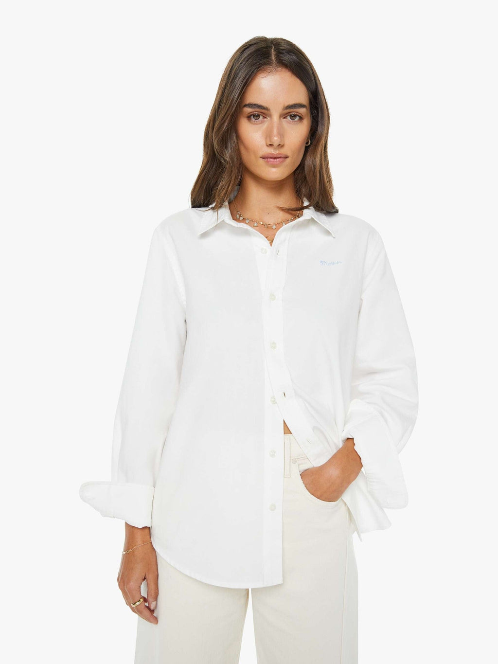 Mother Denim The Insider Crop Step Fray Blue (Light-Pastel)