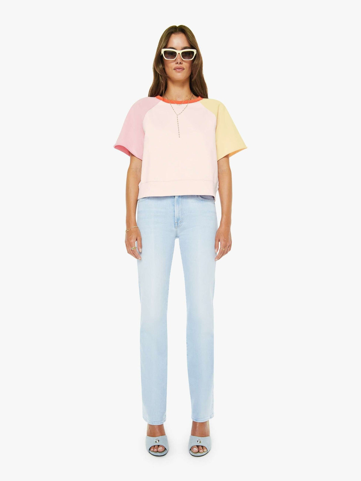 Mother Denim The Quick Dip Roseboom Ballerina And Almond Cream
