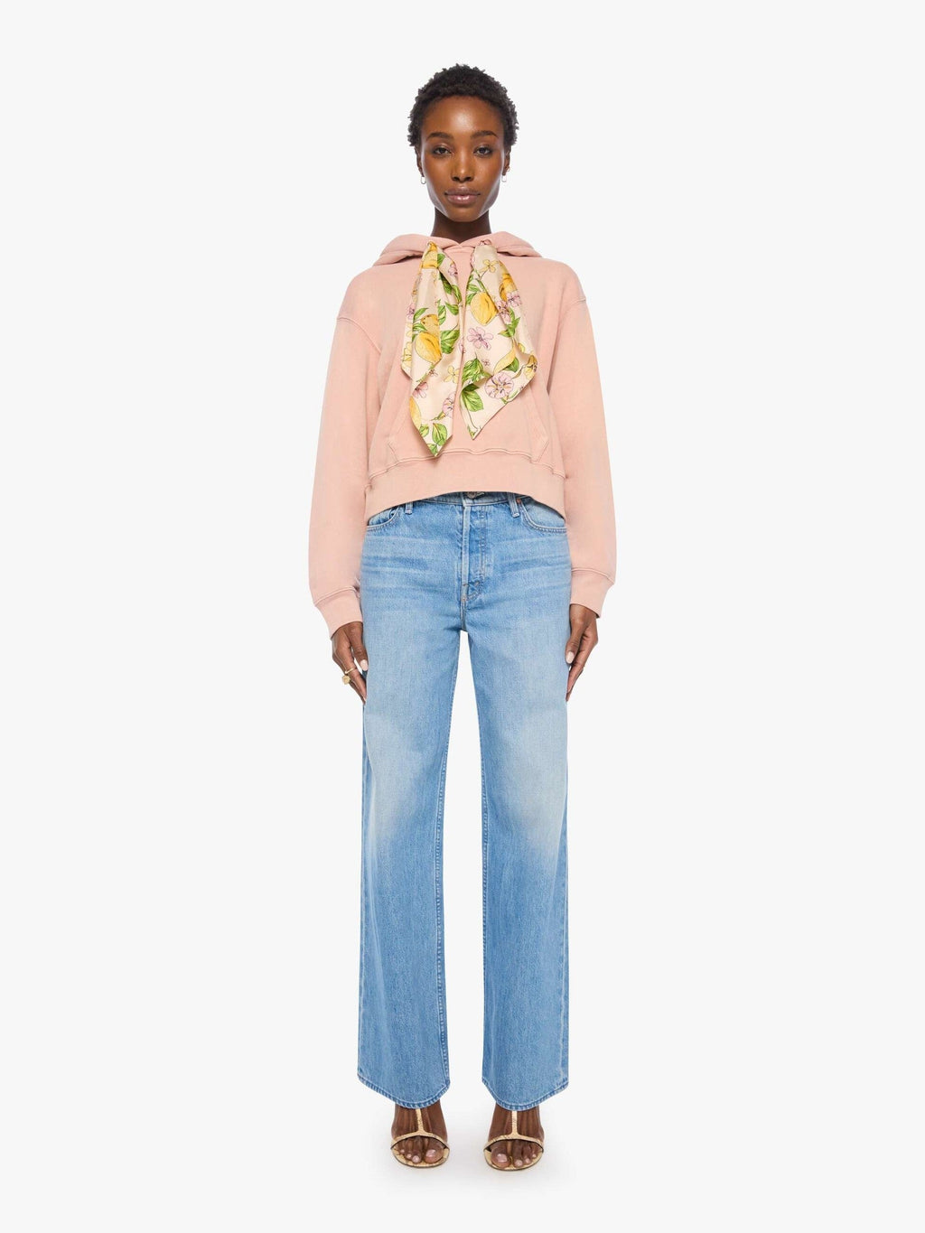 Mother Denim The Shrunken Boxy Cravat Hoodie Mahogany Rose