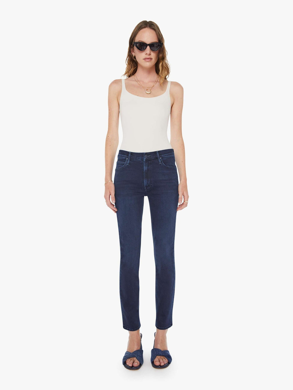 Mother Denim The Mid Rise Dazzler Ankle Blue (Medium)