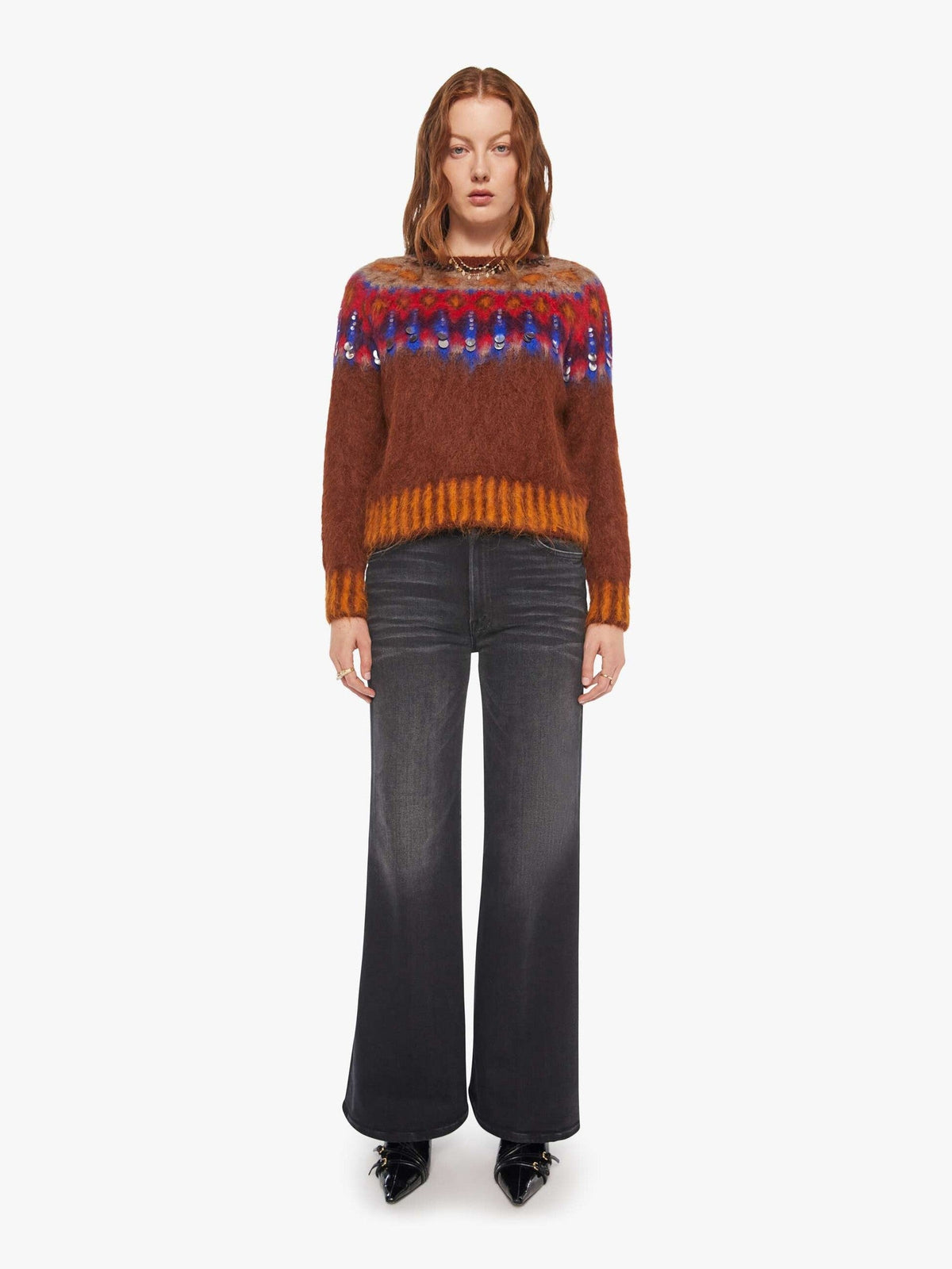 Mother Denim Maria Cher Brookside Creek Sweater BRICK