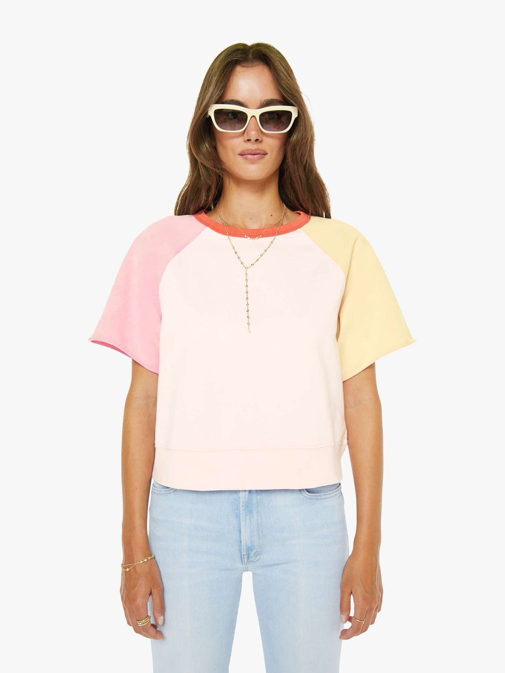 Mother Denim The Quick Dip Roseboom Ballerina And Almond Cream