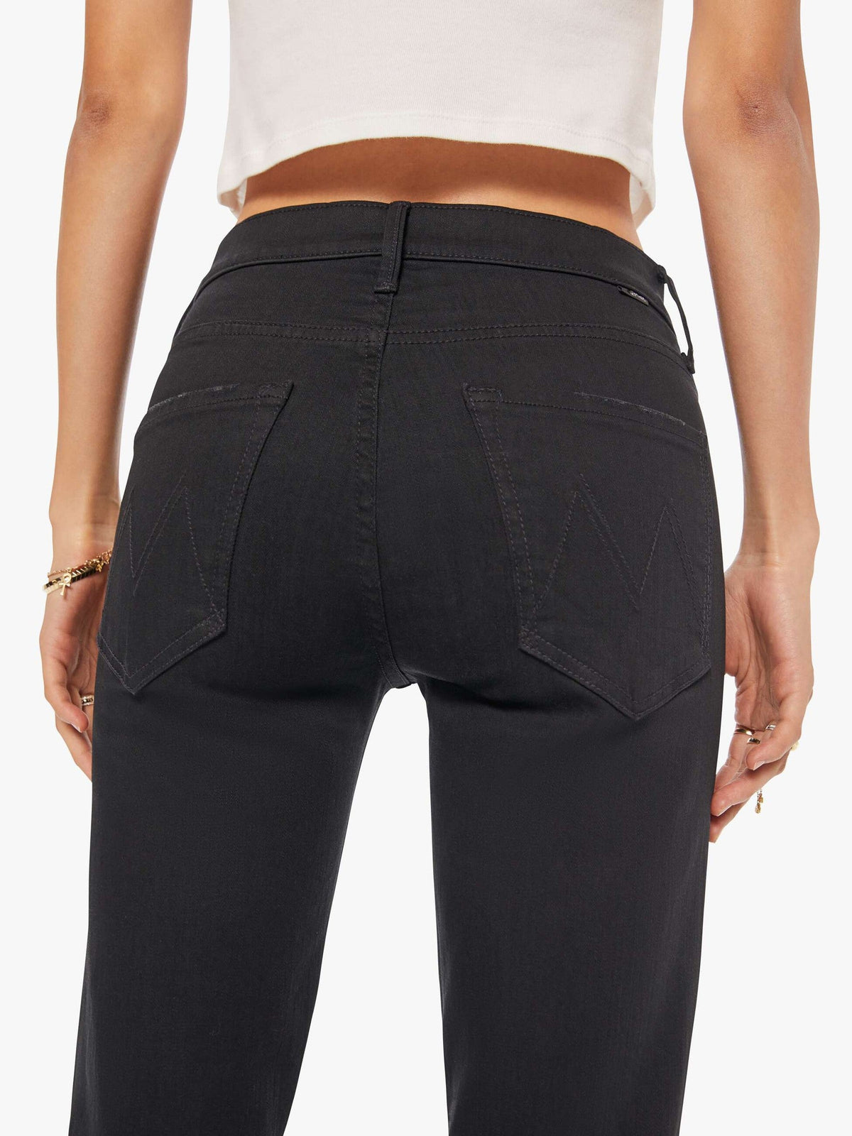 Mother Denim The Mid Rise Dazzler Ankle Black