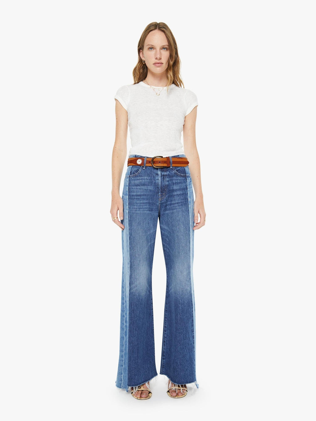 Mother Denim The 2 Tone Leather Belt Natural And Cognac
