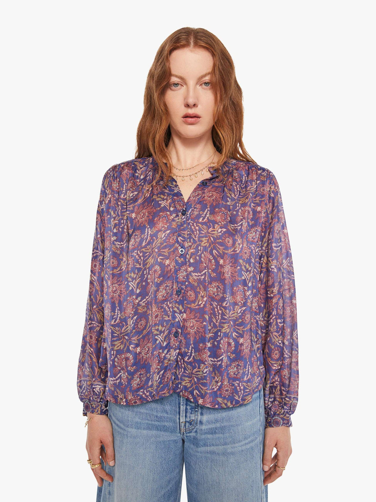 Mother Denim Natalie Martin Tolan Shirt ARTICHOKE MARINER