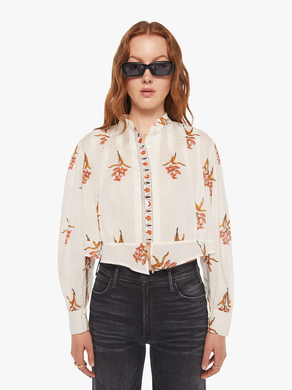 Mother Denim Alix Of Bohemia Ryland Shirt PERSIMMON FLOWER