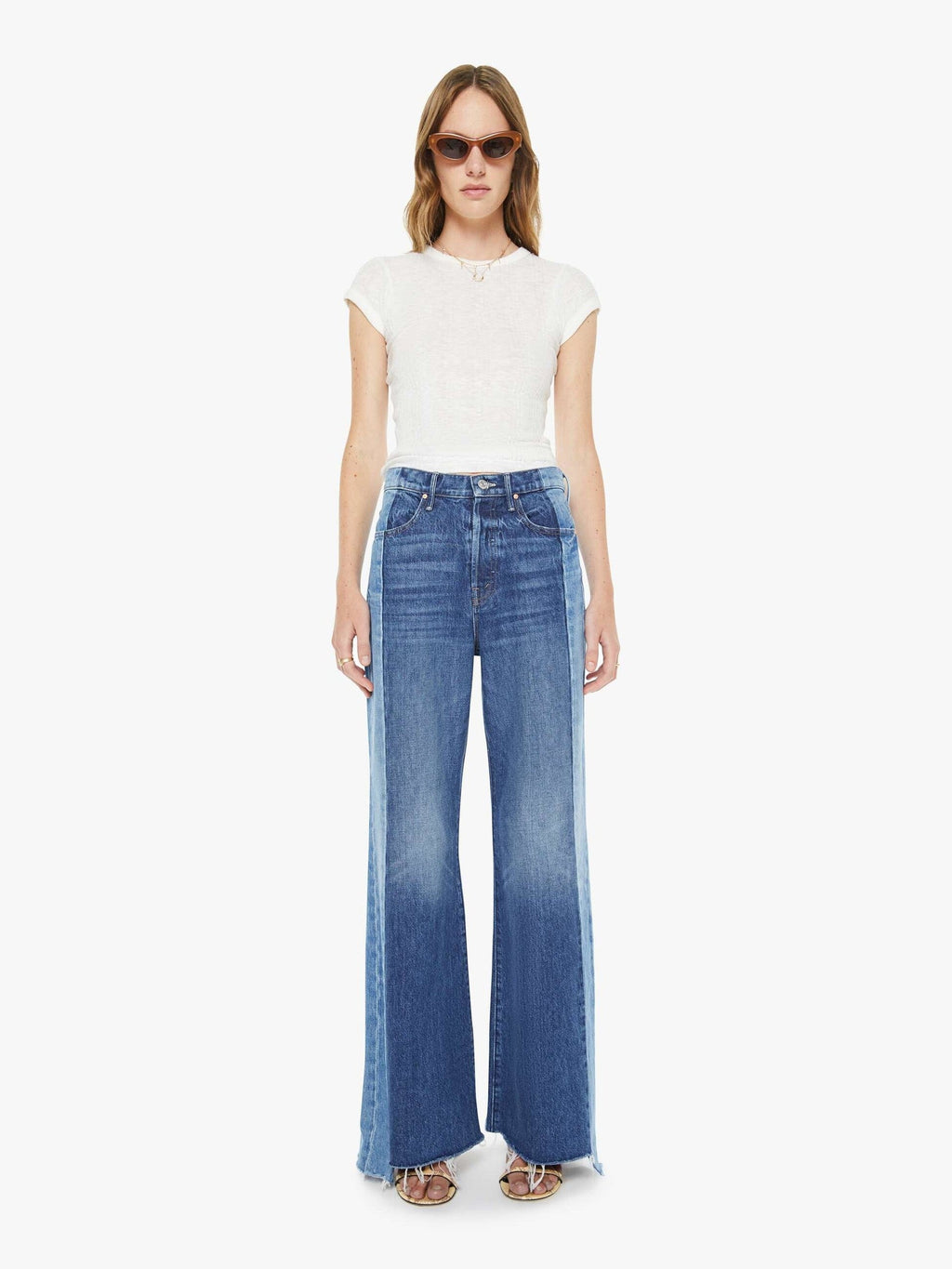 Mother Denim The Tux Sidestepper Sneak Fray Double Take