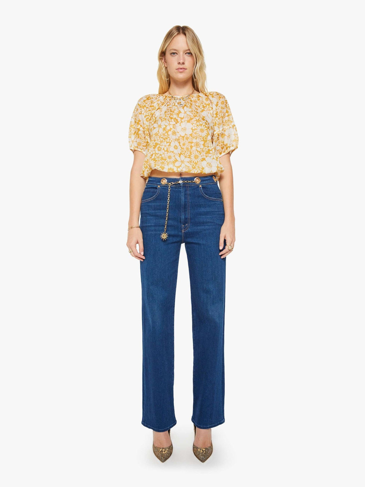 Mother Denim The Party In The Back Shirt Flower Notes