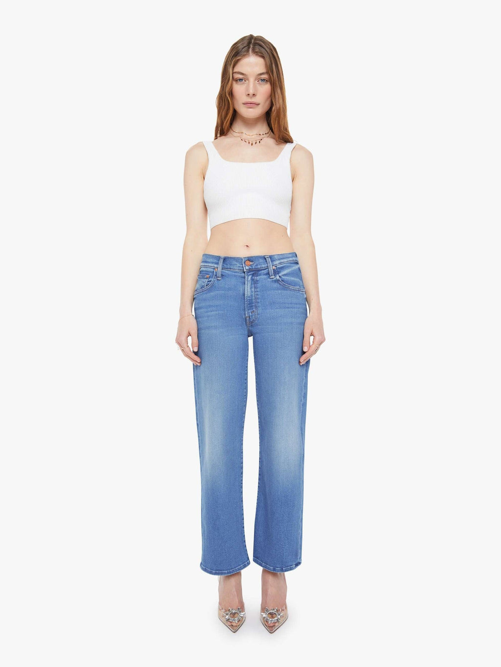 Mother Denim The Mid Rise Rambler Zip Ankle Blue (Medium)