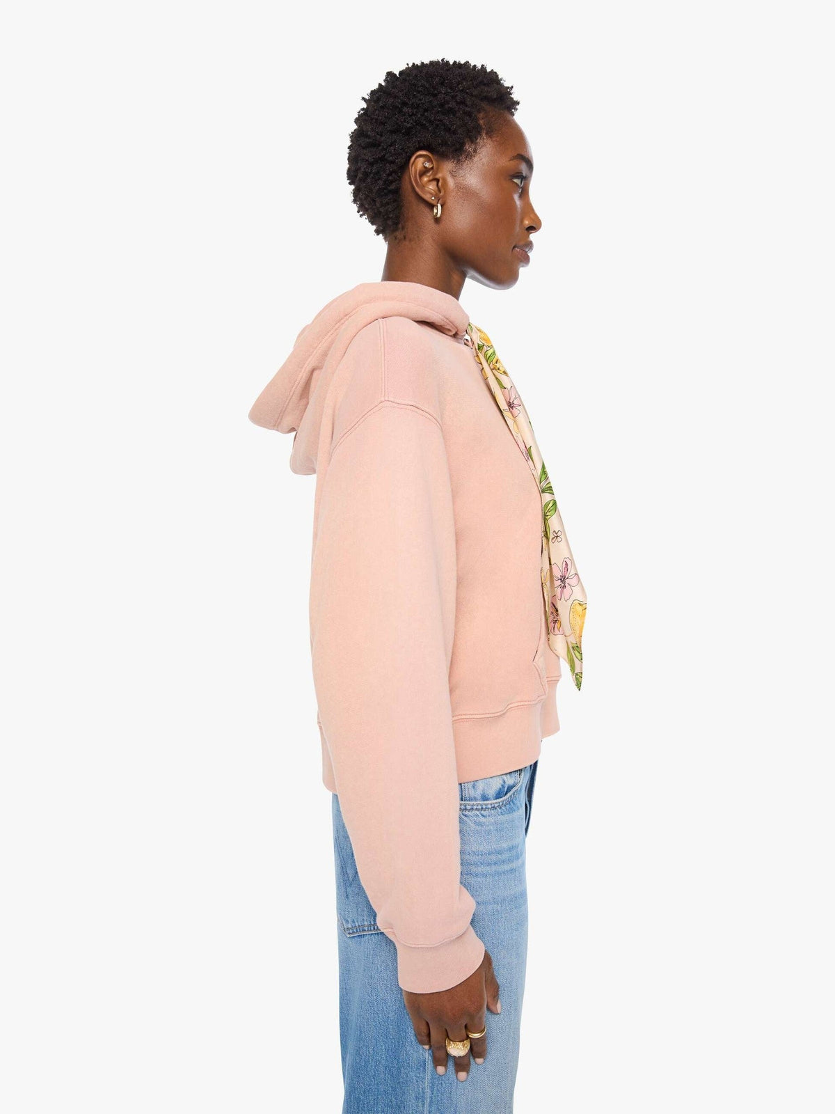 Mother Denim The Shrunken Boxy Cravat Hoodie Mahogany Rose