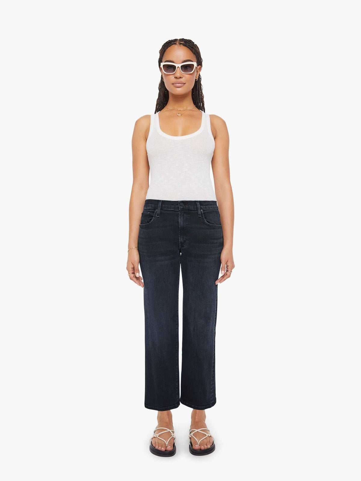 Mother Denim PETITES The Lil Mid Rise Zip Rambler Black