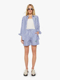 Mother Denim The Drawn Freeballer Short White And Blue Stripe