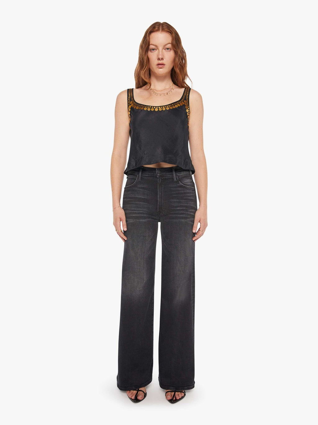 Mother Denim Alix Of Bohemia Fiona Gilded Coin Top Black