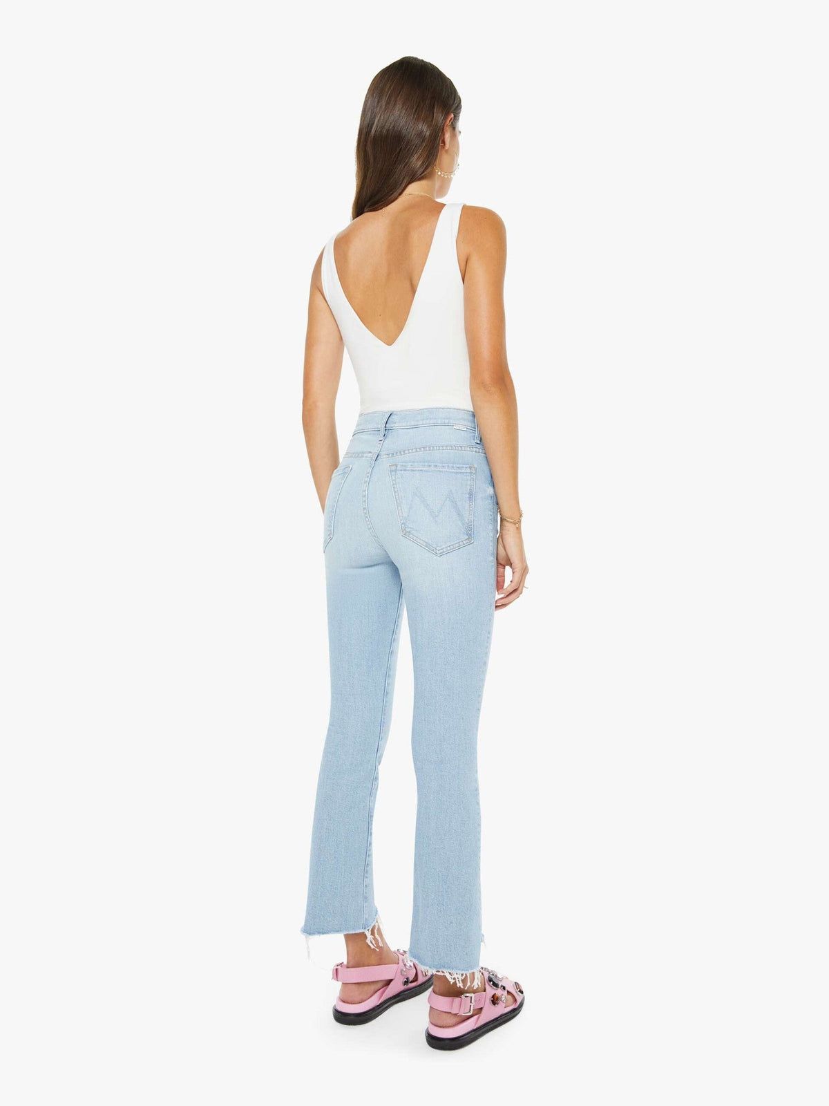 Mother Denim The Insider Crop Step Fray Blue (Light-Pastel)